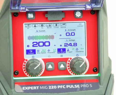 Spawarka sterowana mikroprocesorem inwertorowa EXPERT MIG 220 PFC PULSE Pro5 LCD IDEAL EXMIG220P