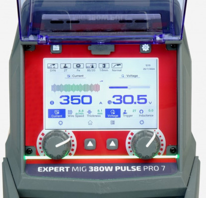Profesjonalny inwertorowy półautomat spawalniczy EXPERT MIG 380W PULSE Pro7 LCD +chłodnica, wózek IDEAL EXMIG380WP