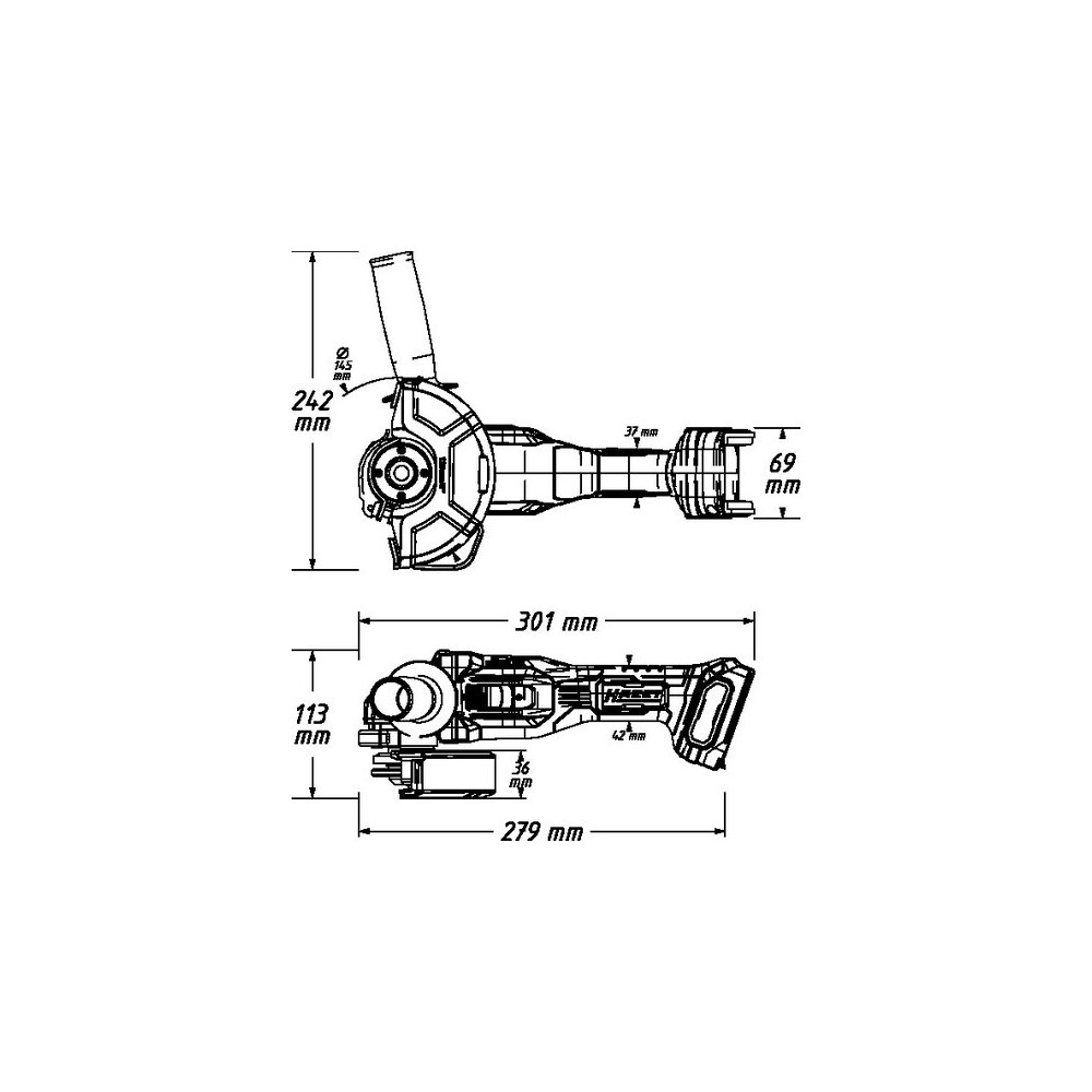 Akumulatorowa szlifierka kątowa ⌀ 125 mm ∙ 18 V  Hazet 9533-10 Katalog promocyjny 2025