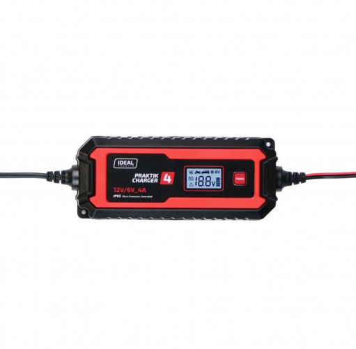 Inteligentny, przenośny prostownik PRAKTIK CHARGER 4 LCD 6/12V IDEAL PCHARGE4V2