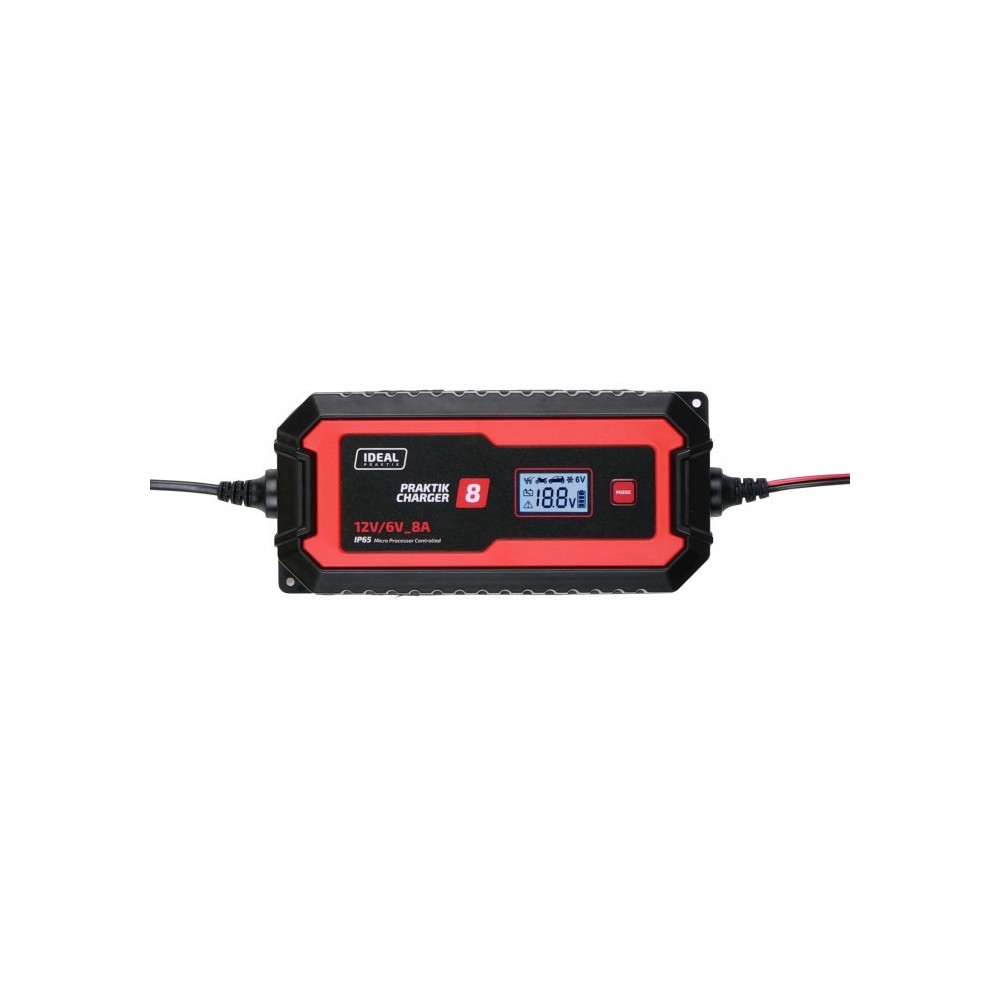 Inteligentny, przenośny prostownik PRAKTIK CHARGER 8 LCD 6/12V IDEAL  PCHARGE8
