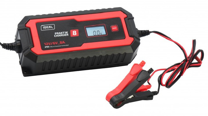 Inteligentny, przenośny prostownik PRAKTIK CHARGER 8 LCD 6/12V IDEAL  PCHARGE8