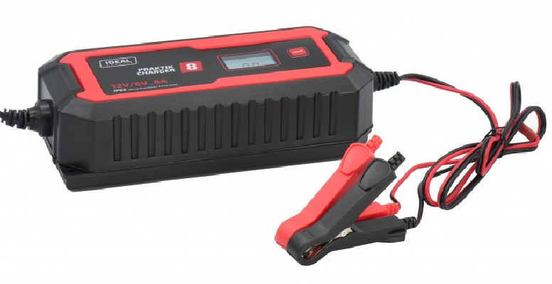 Inteligentny, przenośny prostownik PRAKTIK CHARGER 8 LCD 6/12V IDEAL  PCHARGE8