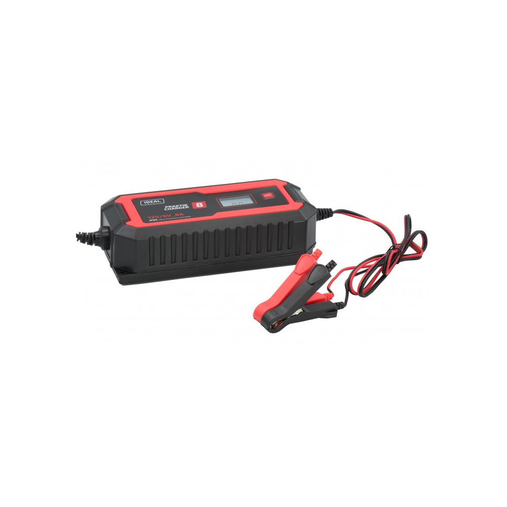 Inteligentny, przenośny prostownik PRAKTIK CHARGER 8 LCD 6/12V IDEAL  PCHARGE8