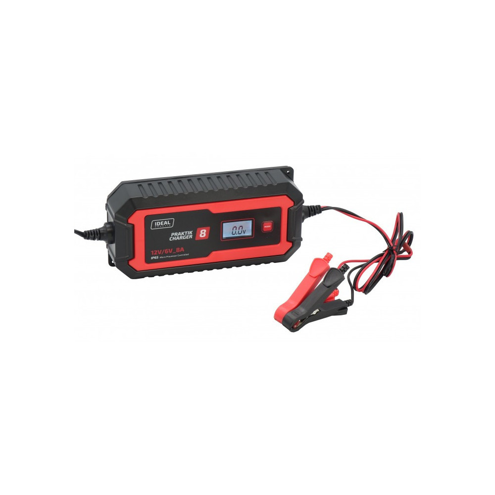 Inteligentny, przenośny prostownik PRAKTIK CHARGER 8 LCD 6/12V IDEAL  PCHARGE8