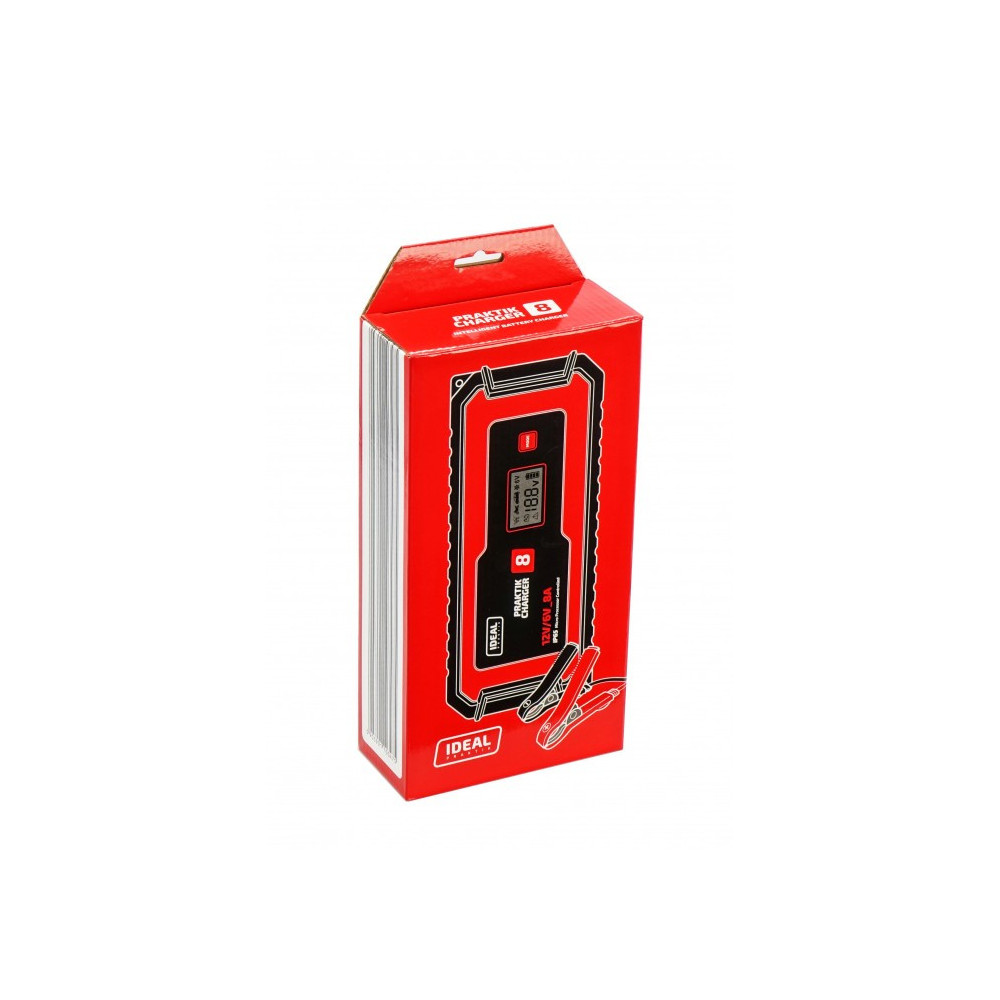 Inteligentny, przenośny prostownik PRAKTIK CHARGER 8 LCD 6/12V IDEAL  PCHARGE8