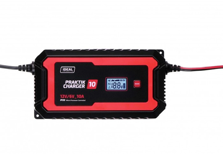 Inteligentny, przenośny prostownik PRAKTIK CHARGER 10 LCD 6/12V IDEAL PCHARGE10