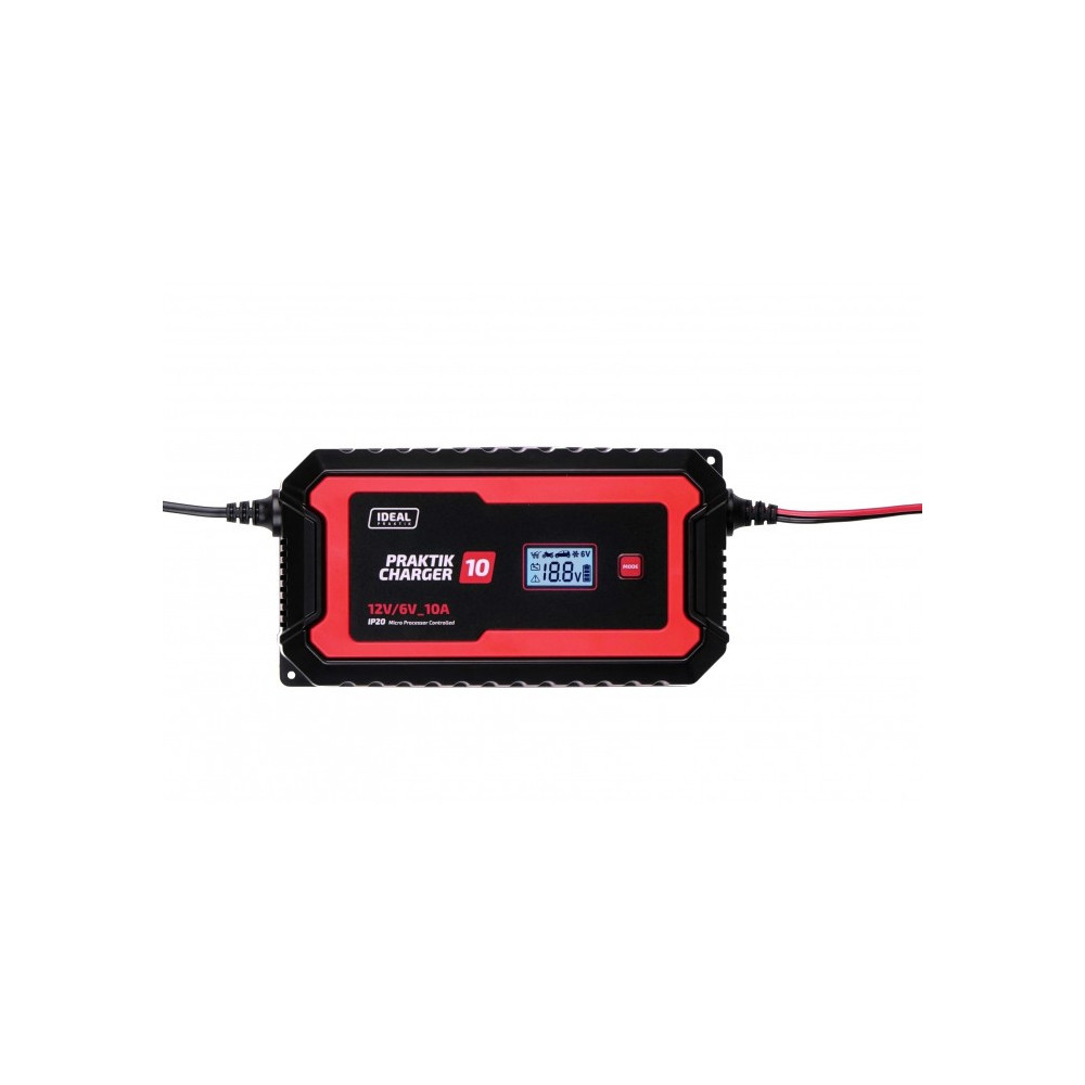 Inteligentny, przenośny prostownik PRAKTIK CHARGER 10 LCD 6/12V IDEAL PCHARGE10