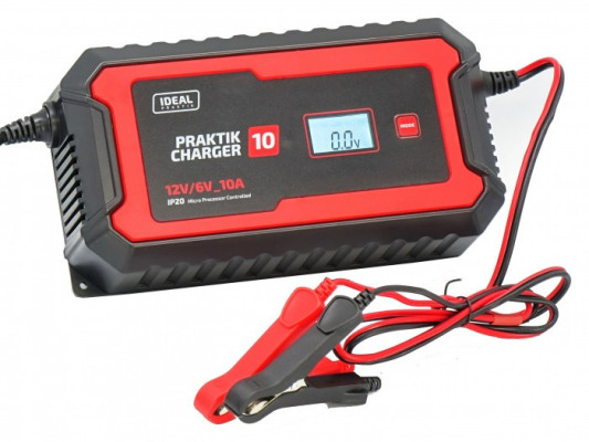 Inteligentny, przenośny prostownik PRAKTIK CHARGER 10 LCD 6/12V IDEAL PCHARGE10
