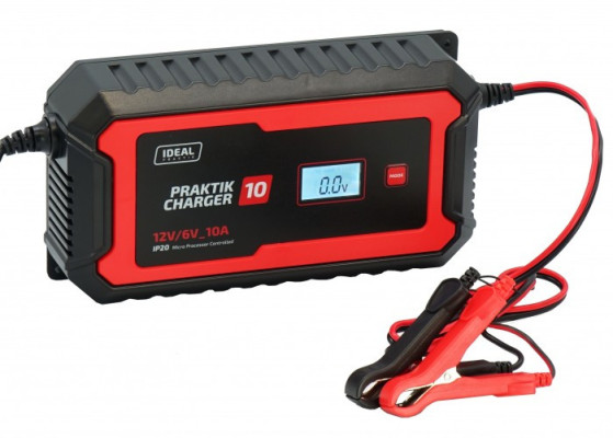 Inteligentny, przenośny prostownik PRAKTIK CHARGER 10 LCD 6/12V IDEAL PCHARGE10