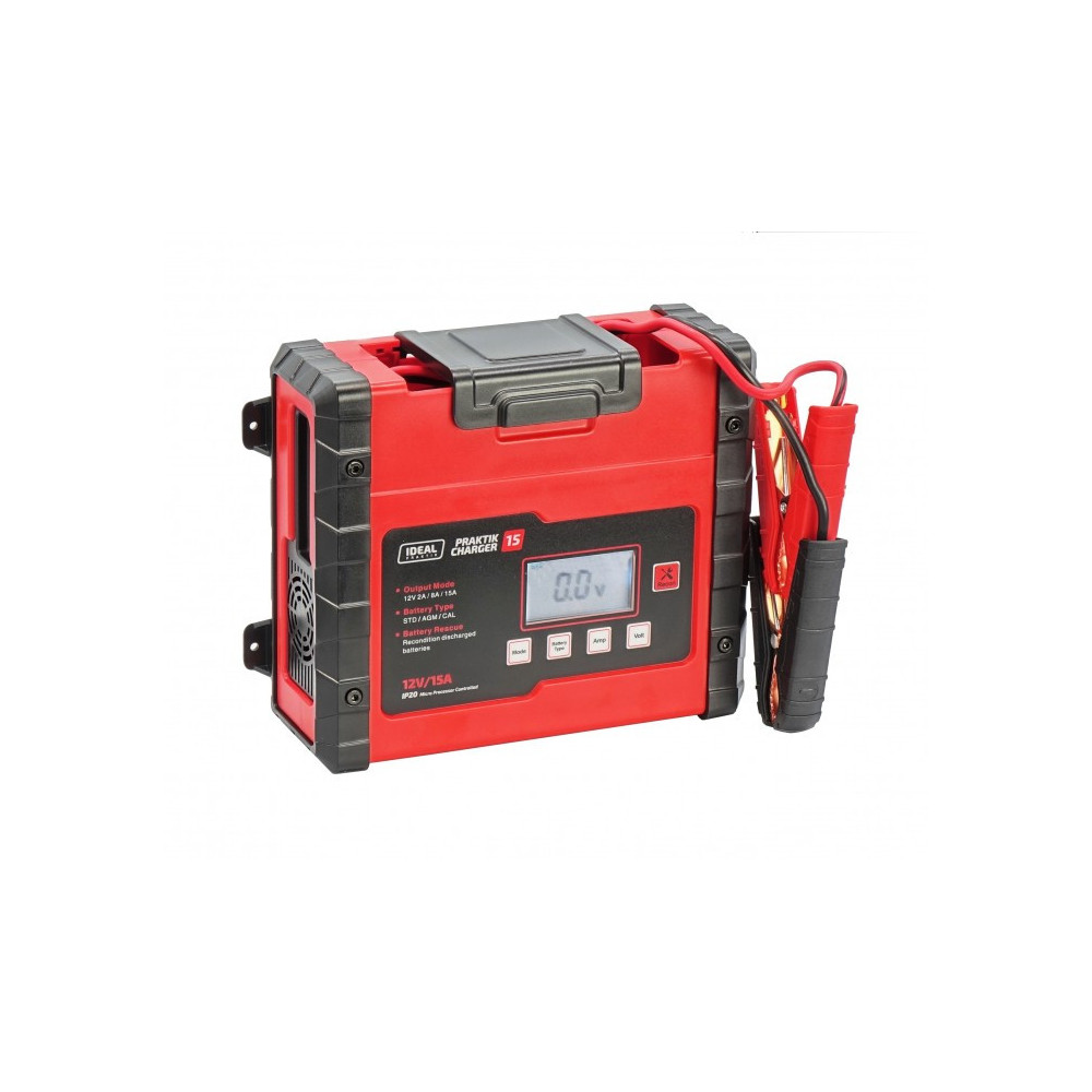 Inteligentny, przenośny prostownik PRAKTIK CHARGER 15 LCD 12V IDEAL PCHARGE15