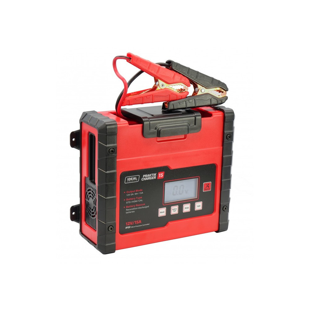 Inteligentny, przenośny prostownik PRAKTIK CHARGER 15 LCD 12V IDEAL PCHARGE15