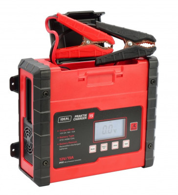 Inteligentny, przenośny prostownik PRAKTIK CHARGER 15 LCD 12V IDEAL PCHARGE15