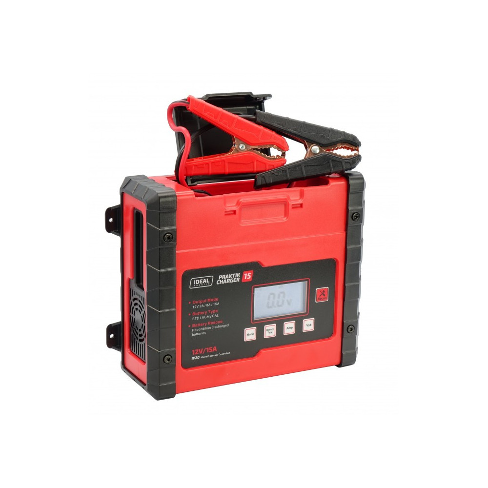 Inteligentny, przenośny prostownik PRAKTIK CHARGER 15 LCD 12V IDEAL PCHARGE15