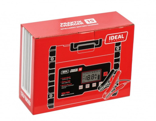 Inteligentny, przenośny prostownik PRAKTIK CHARGER 15 LCD 12V IDEAL PCHARGE15
