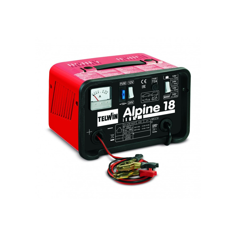 Prostownik do ładowania 12 i 24 woltowych akumulatorów kwasowych ALPINE 18 TELWIN 807545