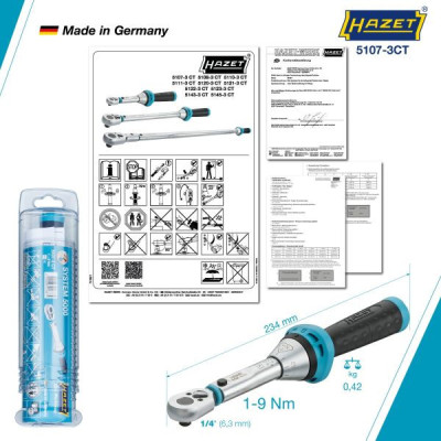 Klucz dynamometryczny 1/4" 1–9 Nm  ±4% Hazet 5107-3CT Katalog promocyjny 2025