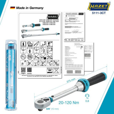 Klucz dynamometryczny 3/8" ze świadectwem wzorcowania PCA 20–120Nm  ±3% Hazet 5111-3CTPCA