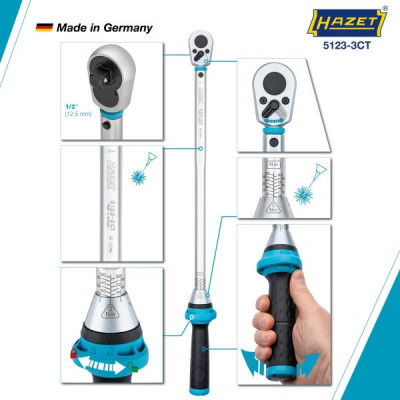Klucz dynamometryczny 1/2" ze świadectwem wzorcowania PCA 60–320Nm  ±3% Hazet 5123-3CTPCA